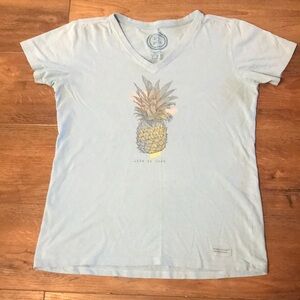 Life is Good Light Blue Pineapple Graphic Tee